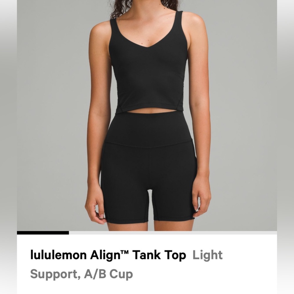 Black lululemon align tank top. Light support A/B cup.